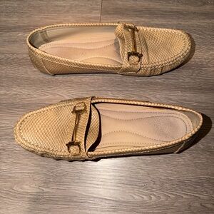 Tan Loafers with Gold Accent